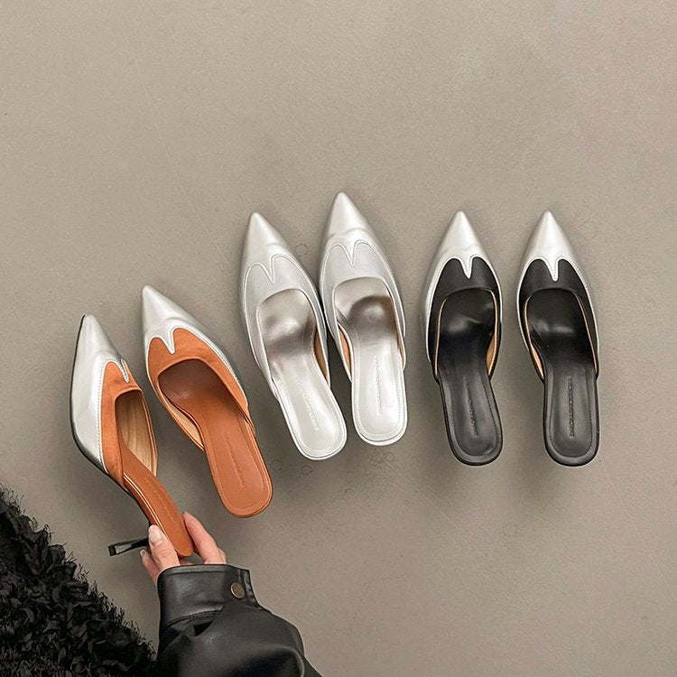 Vintage Stiletto Heel Slippers | Elegant Retro Comfort Footwear