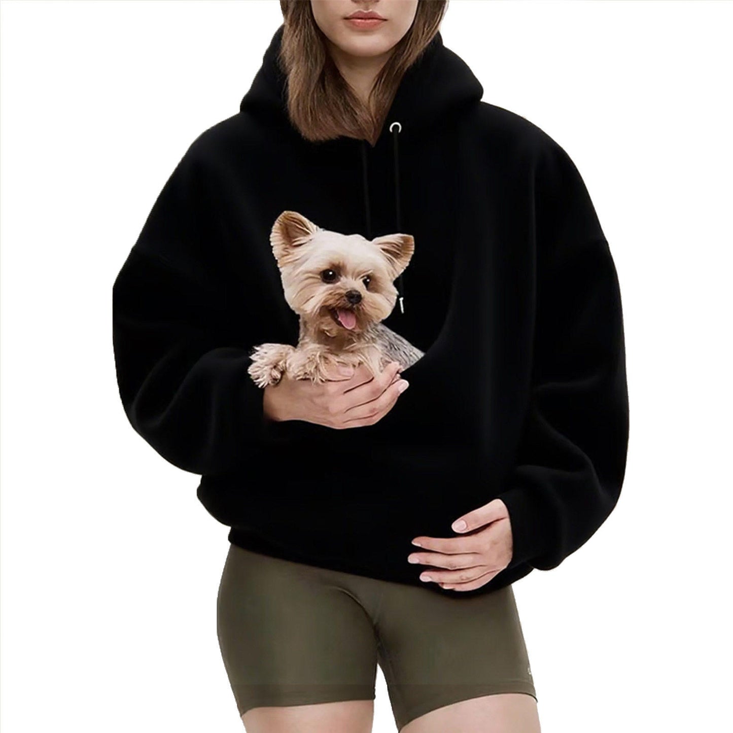 Hooded Plush Pet Carrier Sweatshirt | Stylish & Cozy Pet Transport