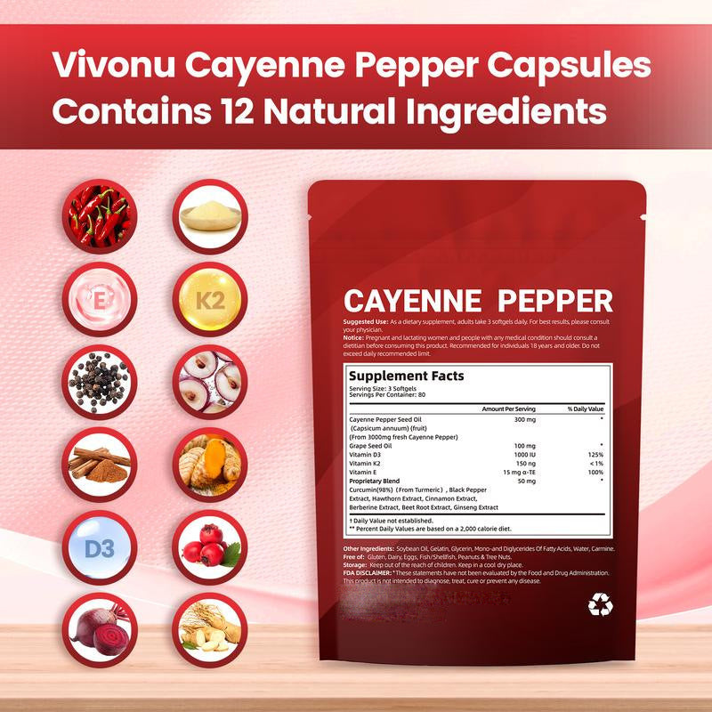 Cayenne Pepper Dietary Supplement Softgels | Natural Health Booster