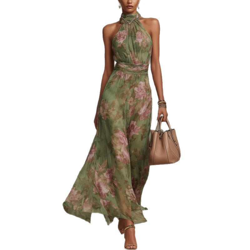 Floral Print High Waist Slit Dress | Elegant Summer Fashion