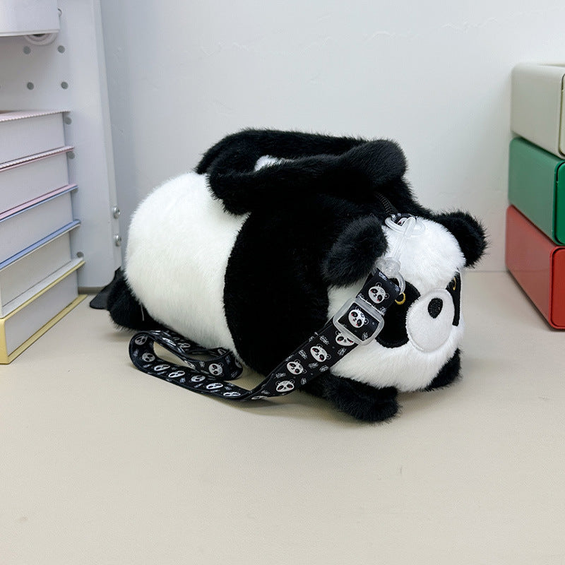 Adorable Cartoon Panda Plush Toy Crossbody Bag for Teens