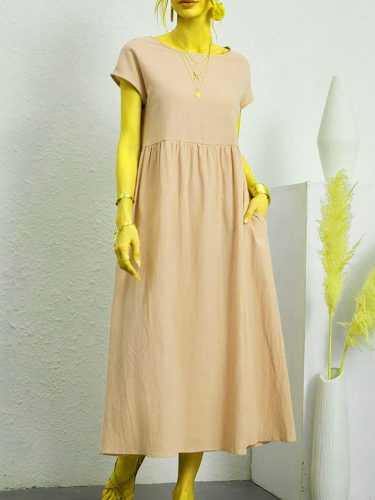 Sleeveless Cotton Linen Pocket Dress | Comfortable Versatile Style