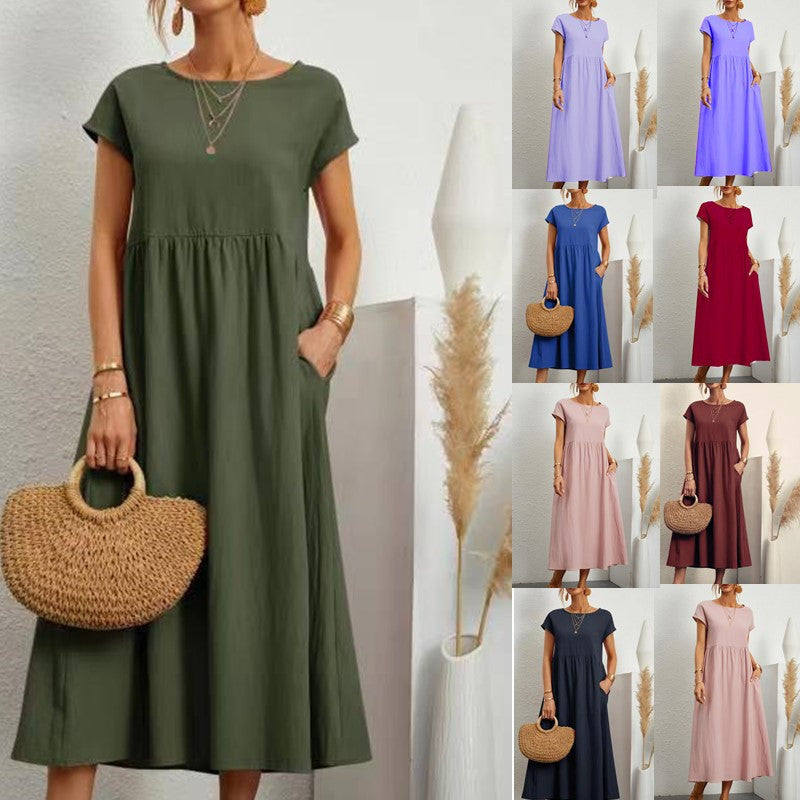 Sleeveless Cotton Linen Pocket Dress | Comfortable Versatile Style