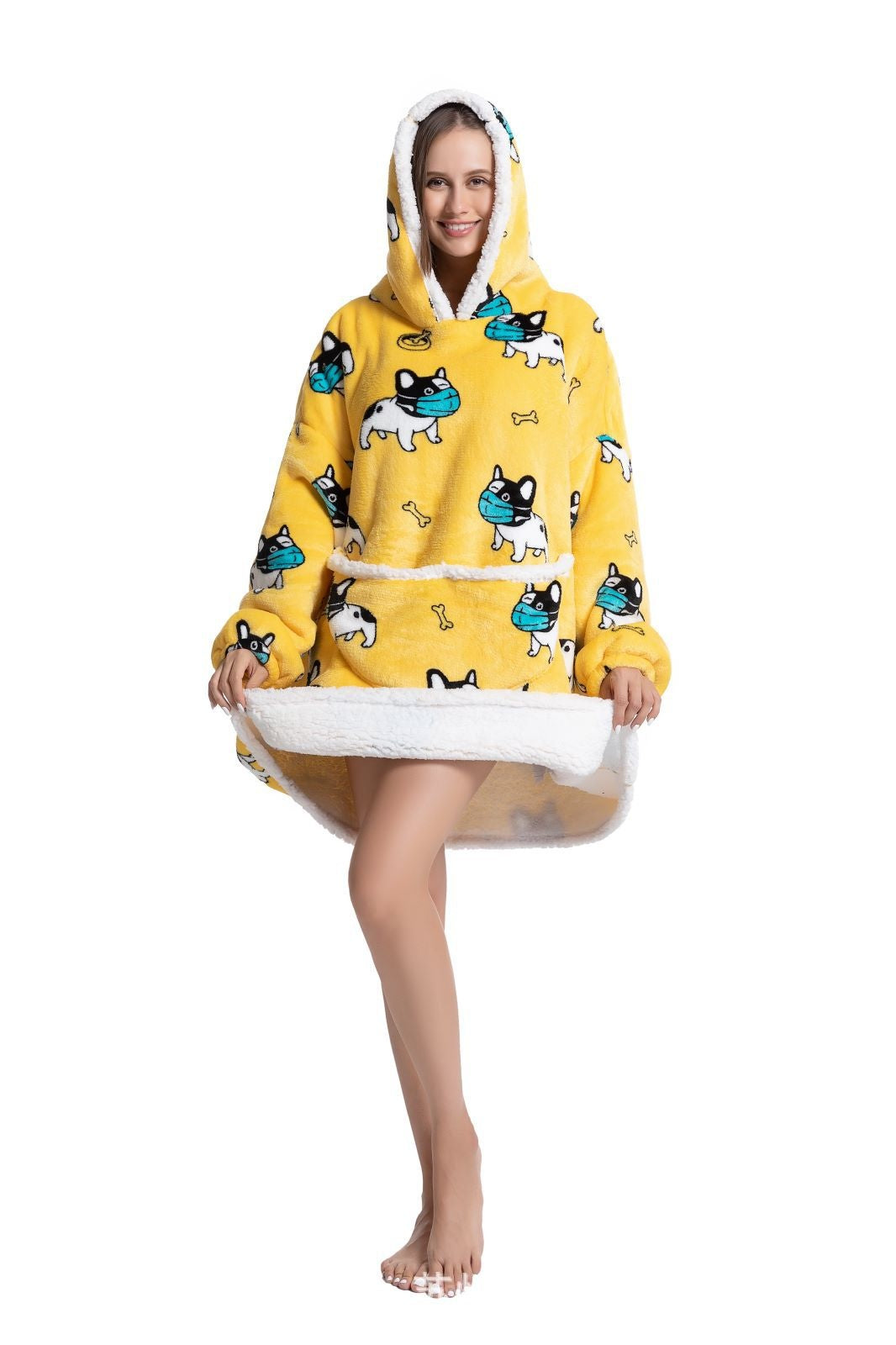 Cozy Lamb Wool Hooded Blanket Pullover | Warm & Soft Wearable Blanket