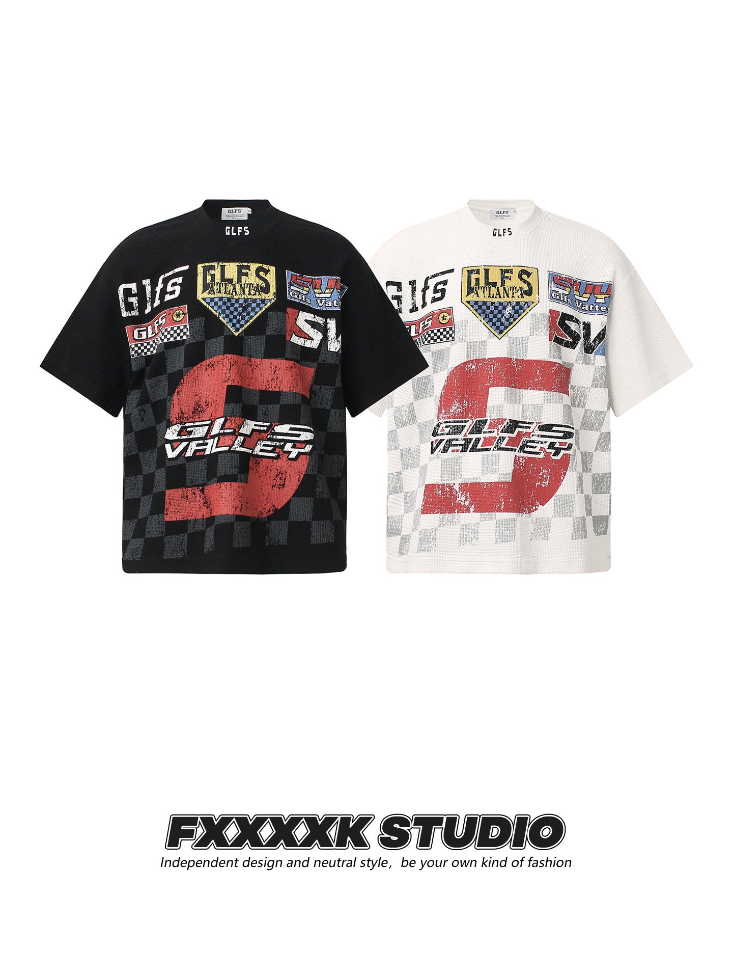 Checkered Flag Print Streetwear T-Shirt | Casual Racing Style