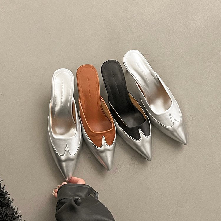 Vintage Stiletto Heel Slippers | Elegant Retro Comfort Footwear