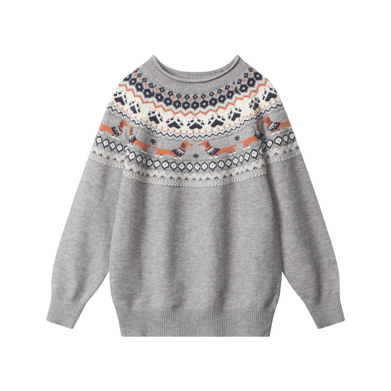 Vintage Fair Isle Contrast Sweater | Cozy Loose Fit Pullover