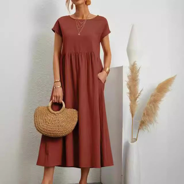 Sleeveless Cotton Linen Pocket Dress | Comfortable Versatile Style