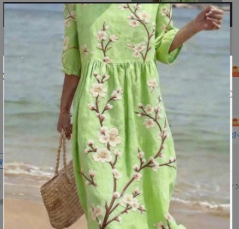 Women's Mid-Length Sleeve Dress with Pockets | Stylish and Comfortable