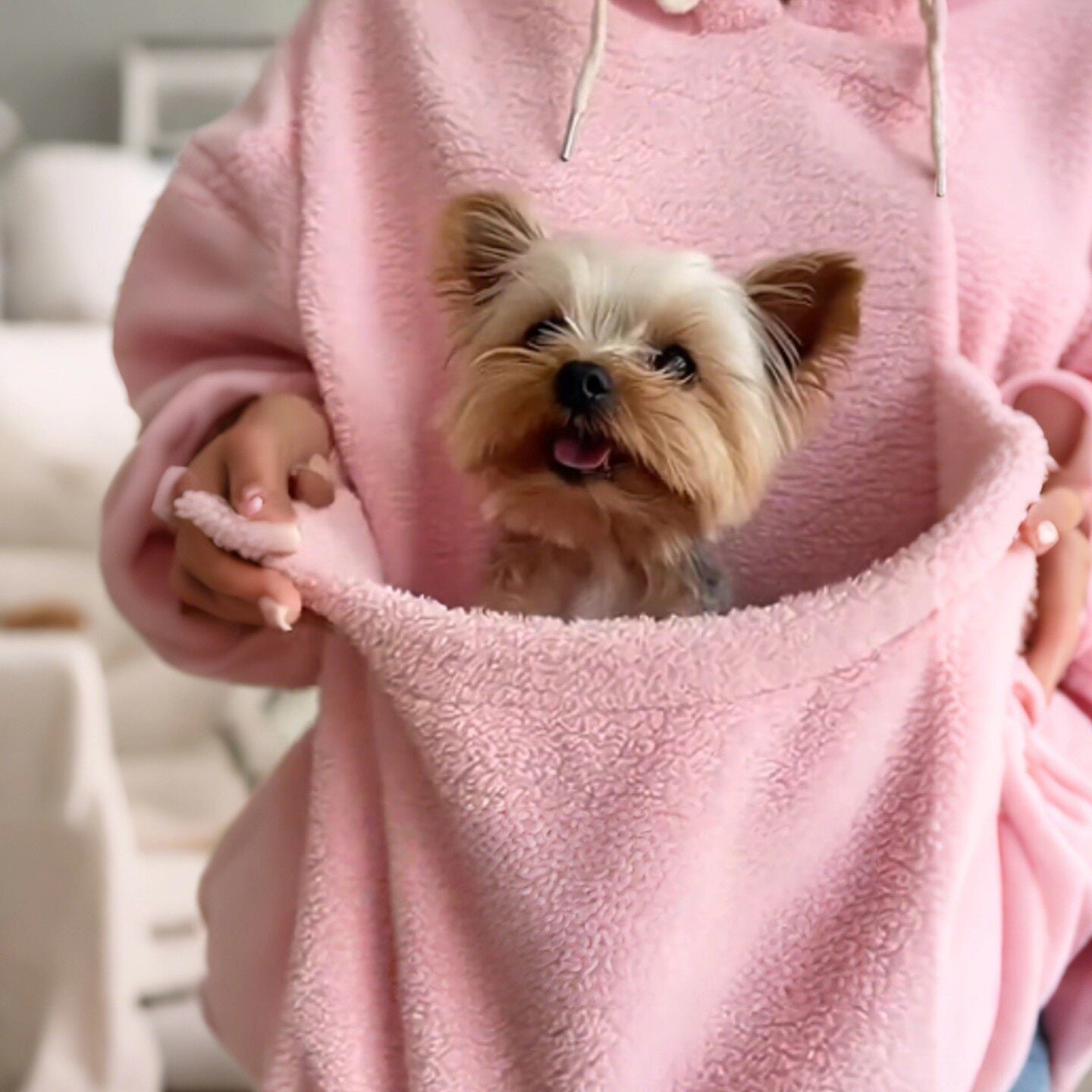 Hooded Plush Pet Carrier Sweatshirt | Stylish & Cozy Pet Transport