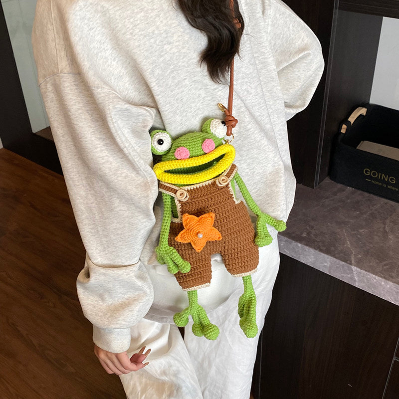 Quirky Frog Crochet Phone Crossbody Bag | Unique Fashion Accessory