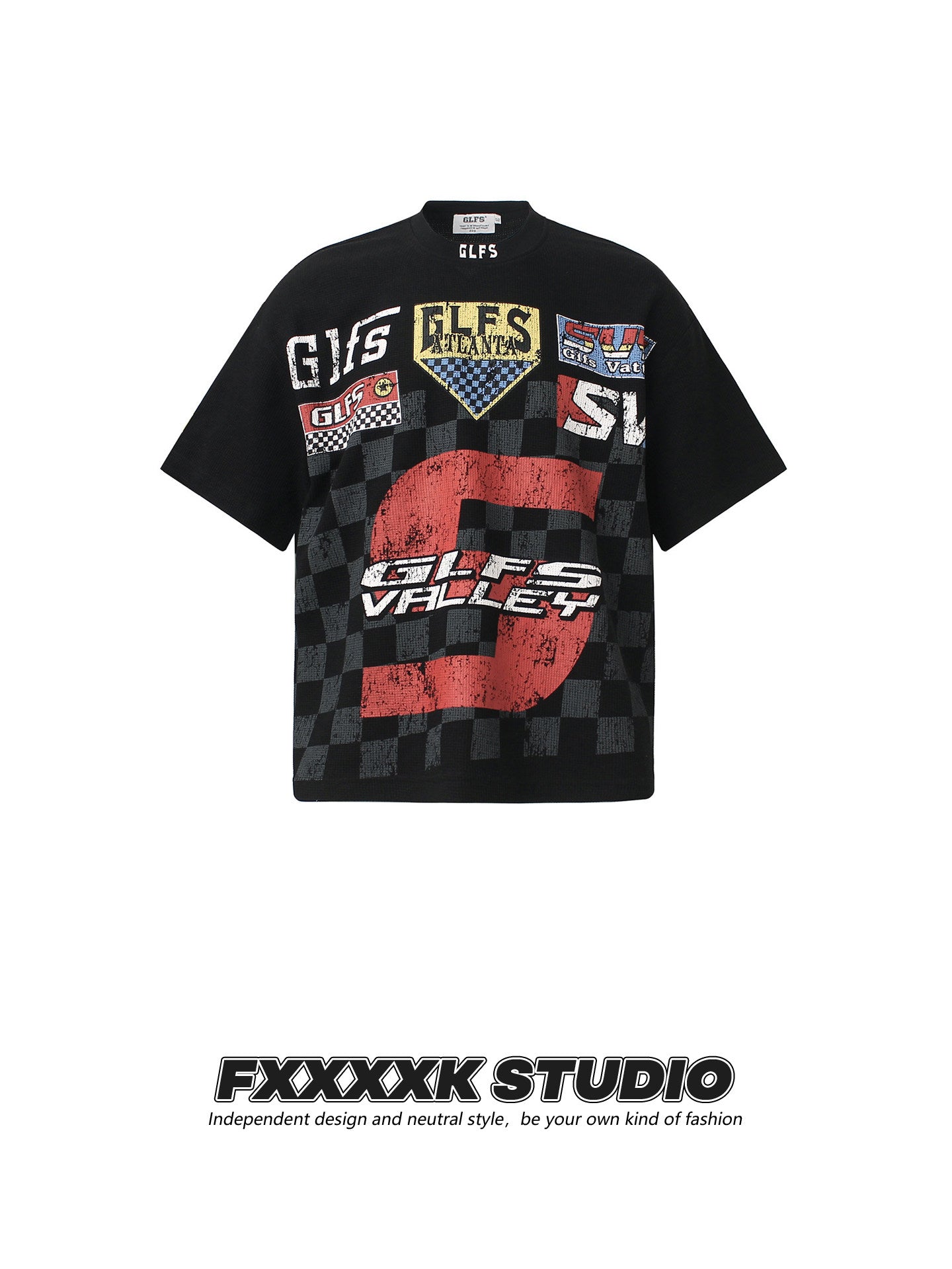 Checkered Flag Print Streetwear T-Shirt | Casual Racing Style