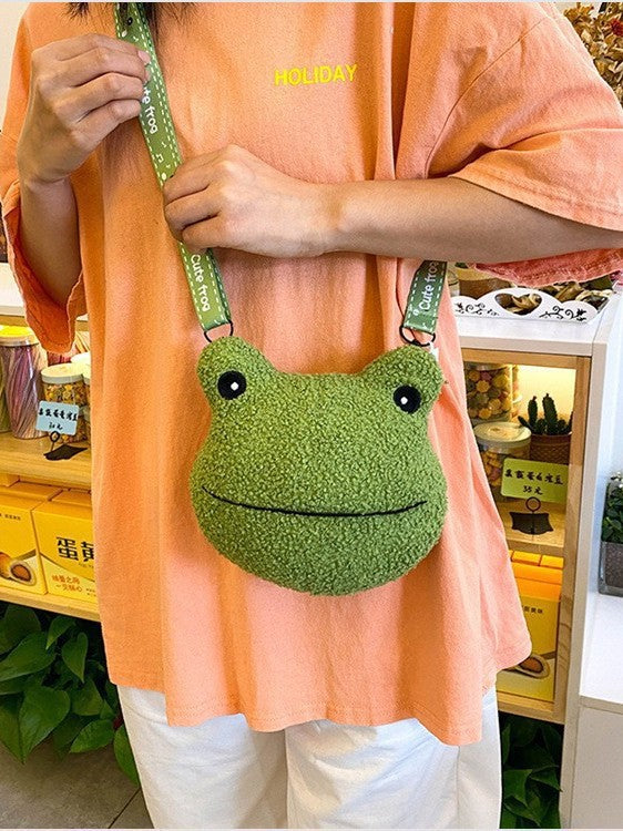 Cartoon Plush Frog Crossbody Bag | Cute & Trendy Accessory