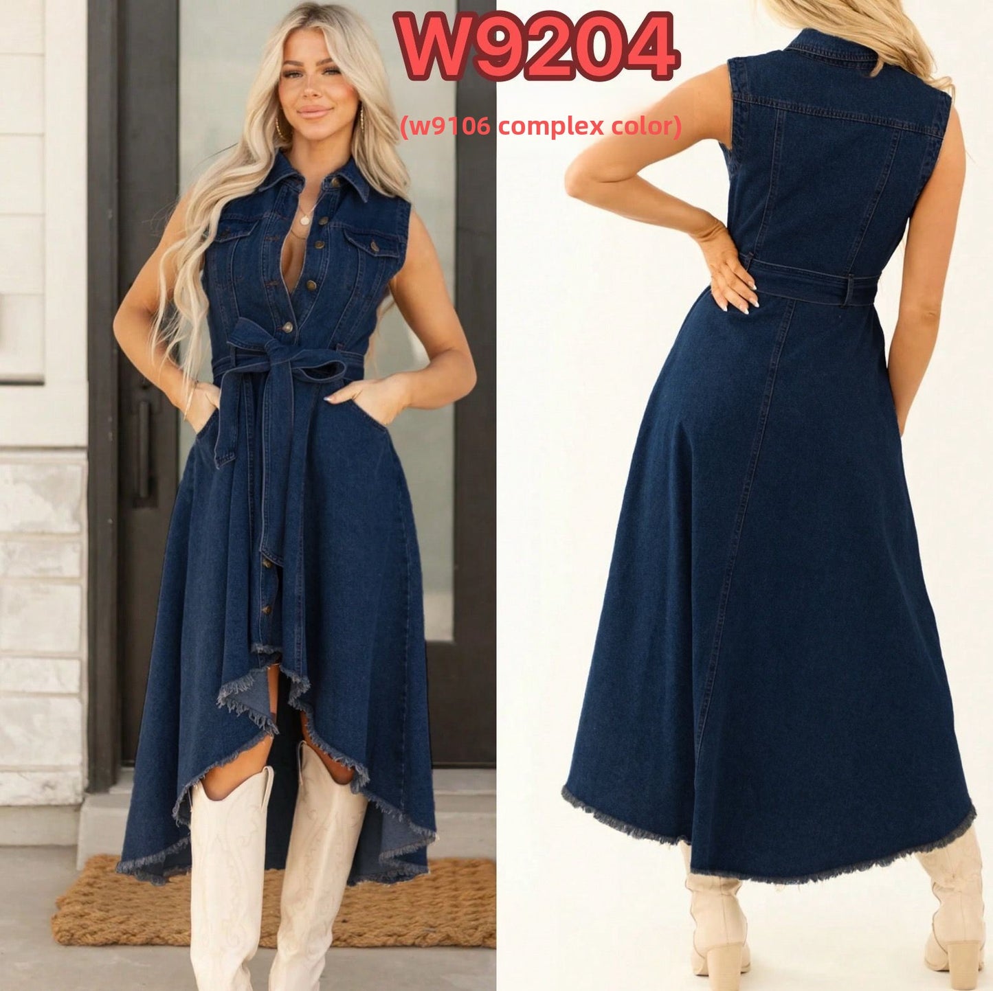 Sleeveless Denim Dress with Adjustable Waist | Trendy & Versatile
