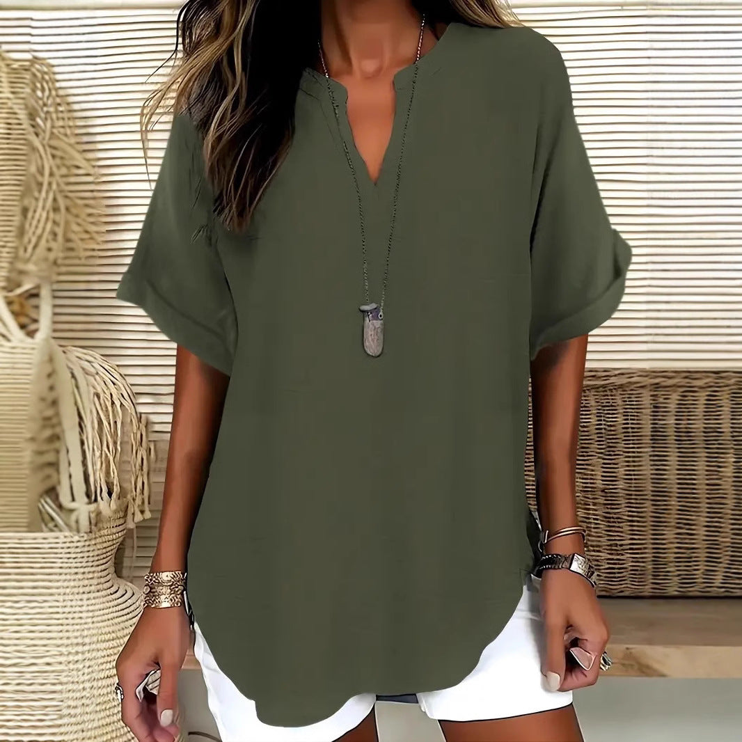 Loose Solid Color Women's Casual Shirt | Chic Summer Relaxation