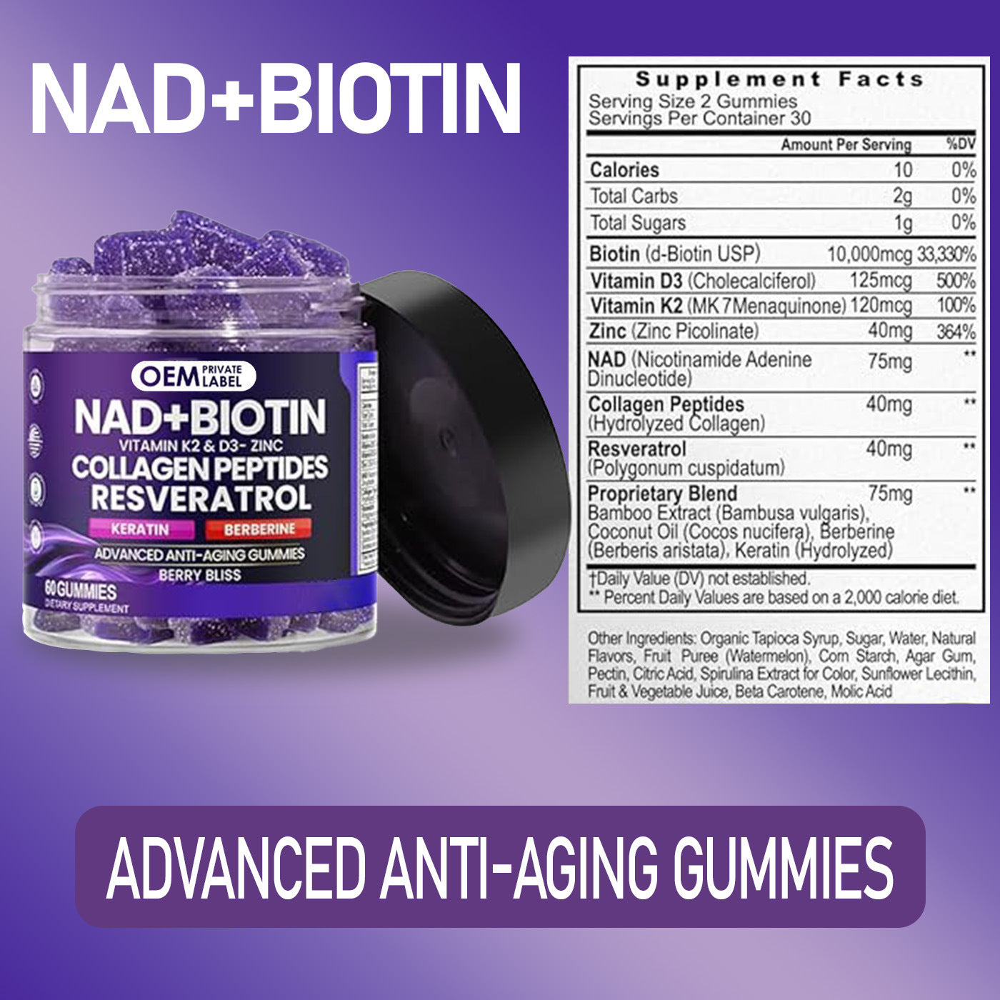 Vitamin Gummies with Biotin & NAD+ | Nutritional Support Gummies