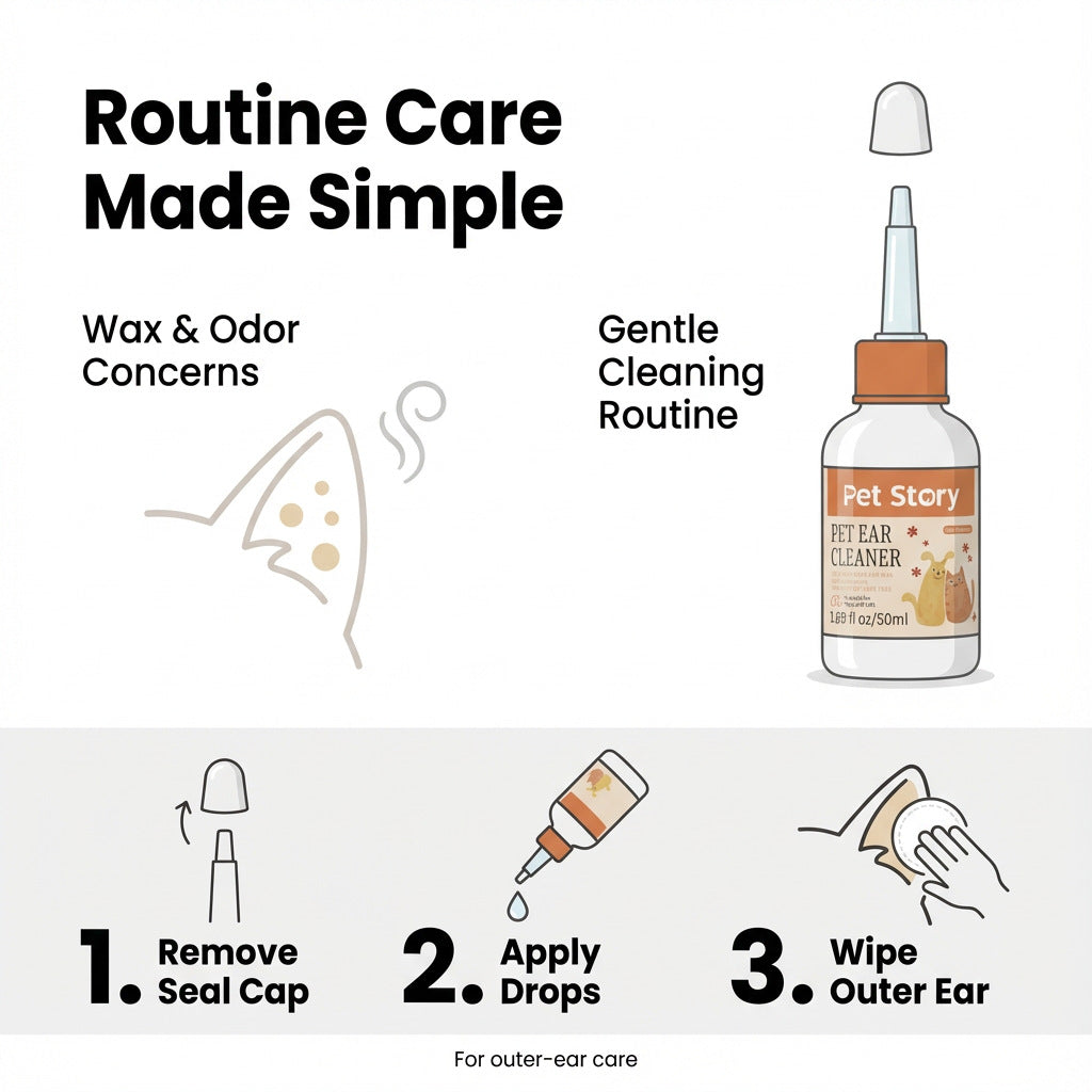 Pet Ear Cleaning Drops for Cats and Dogs | Gentle, Effective Solution