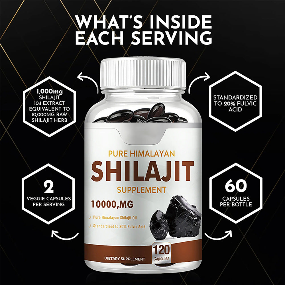 Natural Shilajit Dietary Supplement Capsules | Health Booster