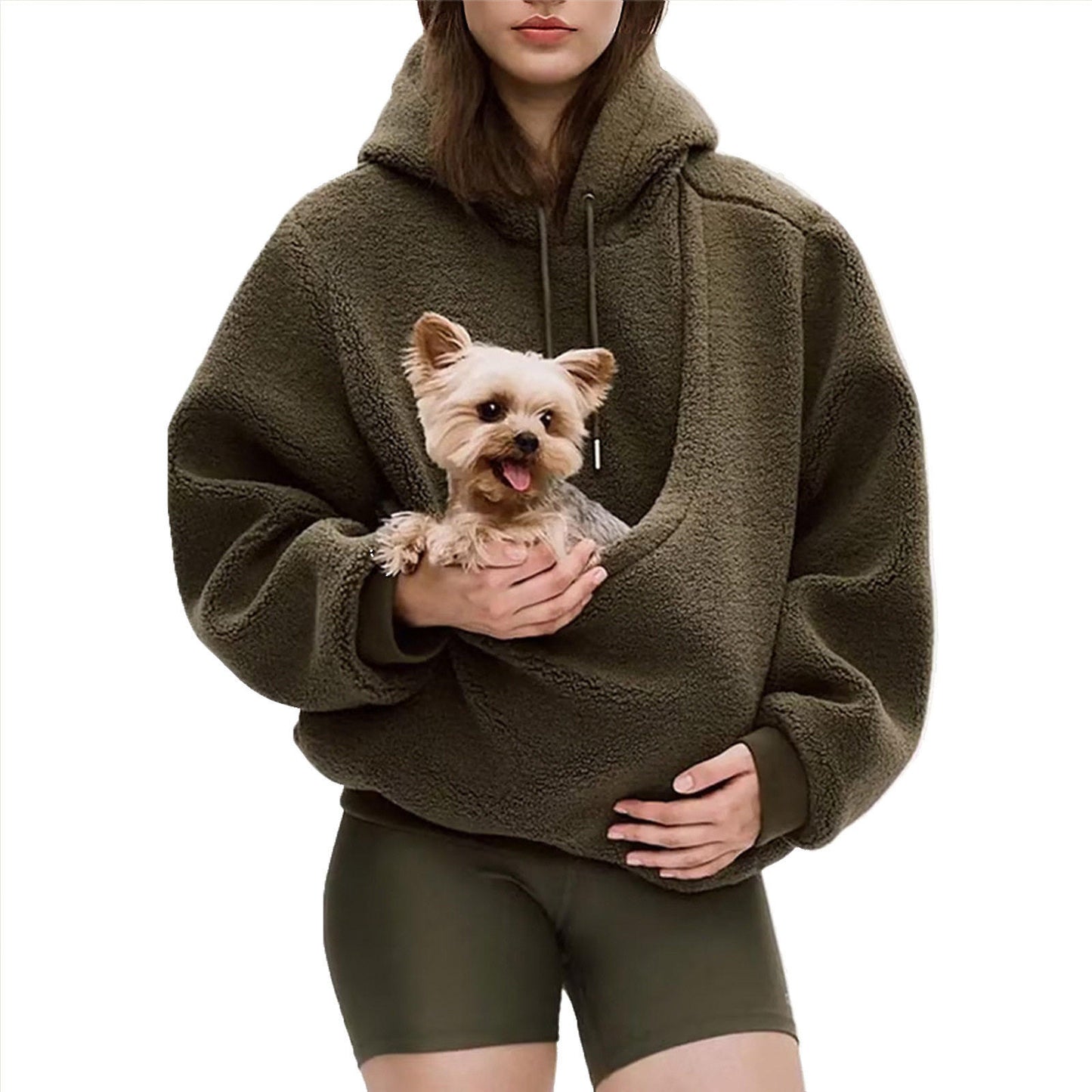 Hooded Plush Pet Carrier Sweatshirt | Stylish & Cozy Pet Transport