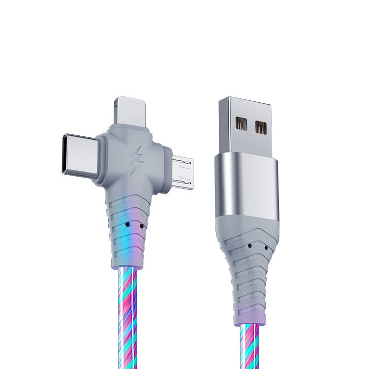 Rotating Multi-Head USB Fast Charging Cable with LED Light