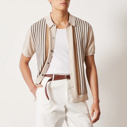 Men's Striped Short Sleeve Polo Shirt | Stylish Summer Comfort