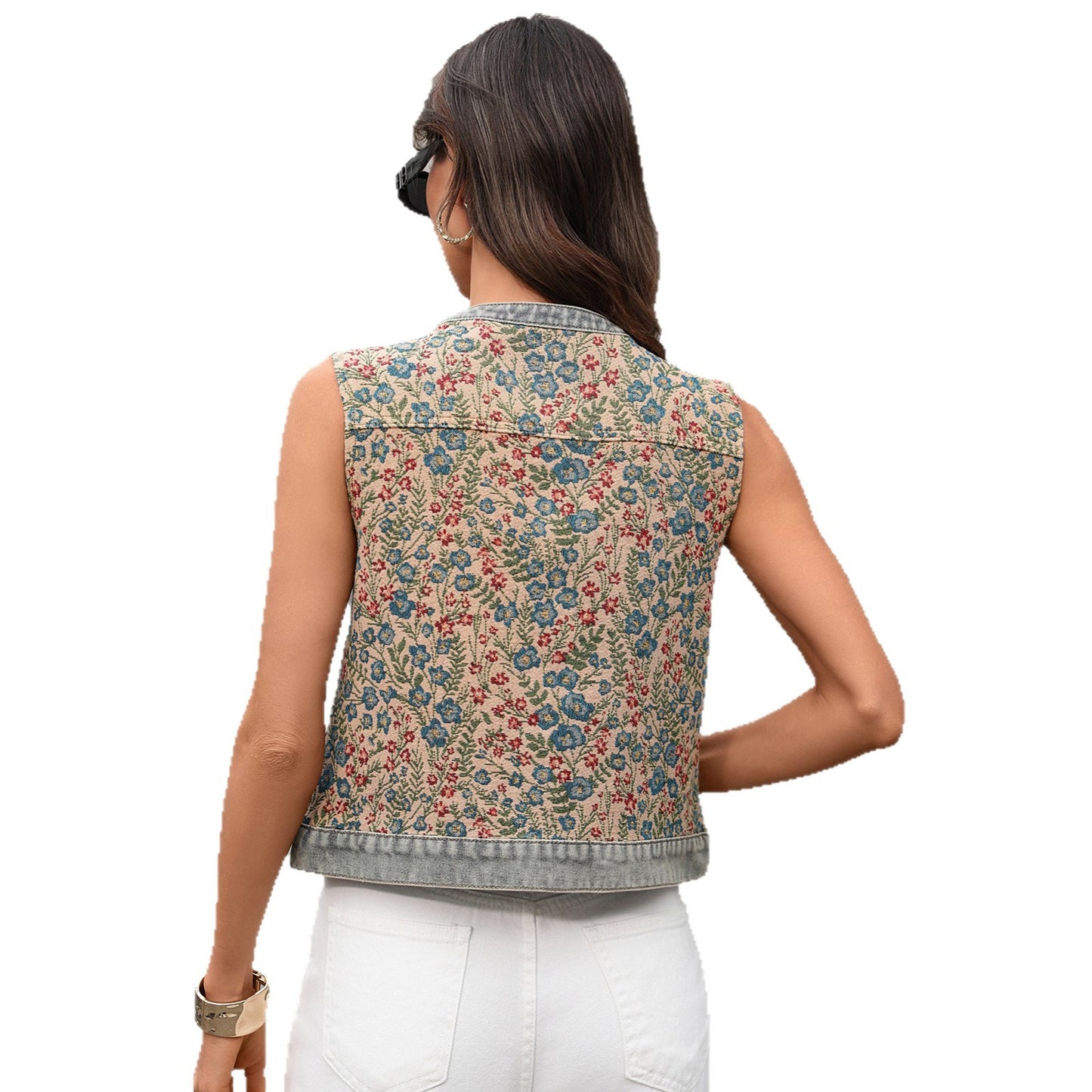 Floral Print Denim Vest | Vintage-Inspired Fashion Essentials