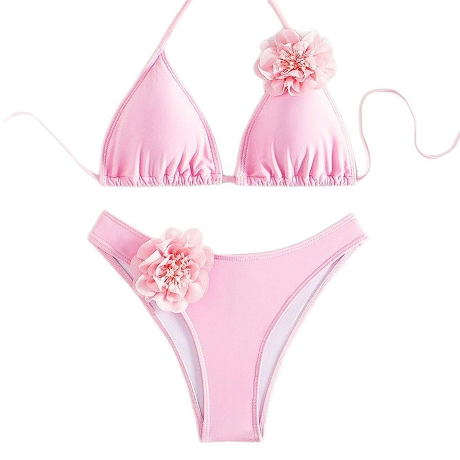 Solid Color Sexy Three-Dimensional Flower Bikini | Trendy Swimwear