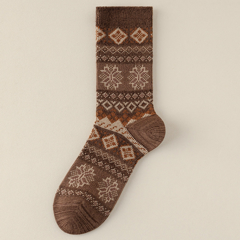 Men's Retro Geometric Pattern Cotton Socks | Stylish & Comfortable