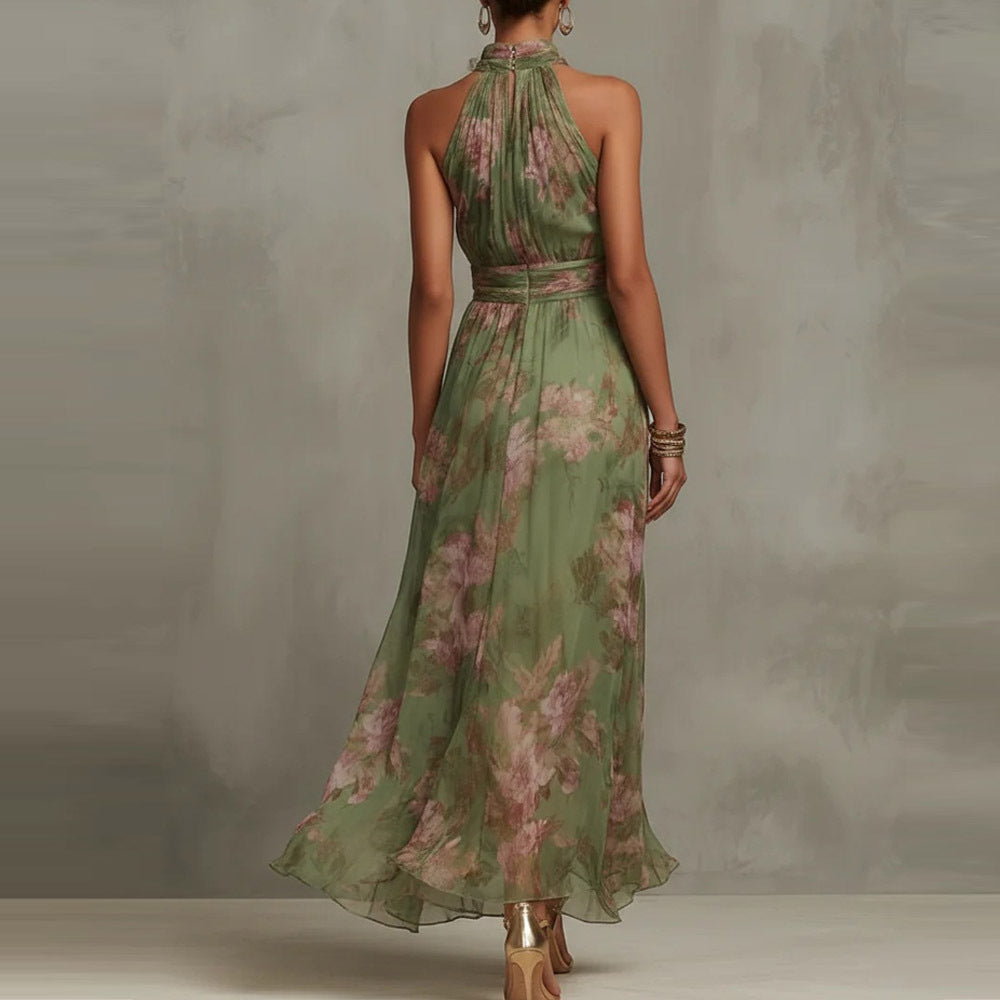 Floral Print High Waist Slit Dress | Elegant Summer Fashion
