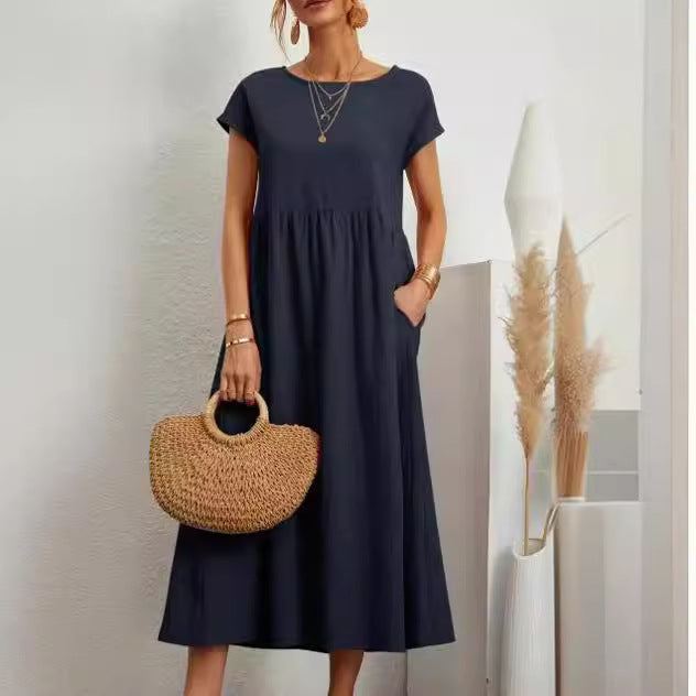 Sleeveless Cotton Linen Pocket Dress | Comfortable Versatile Style
