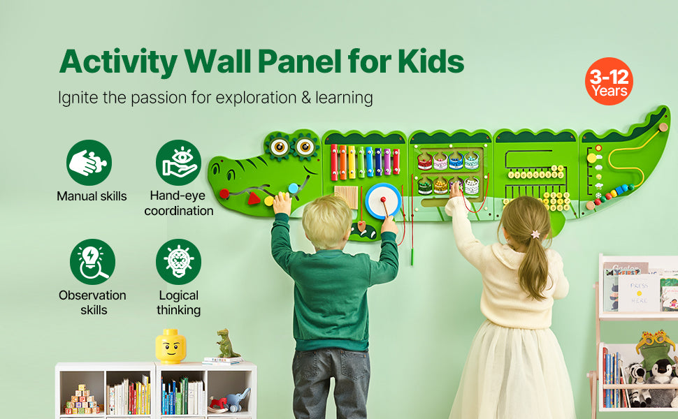 Kids Crocodile Busy Board | Montessori Learning Puzzle Toy