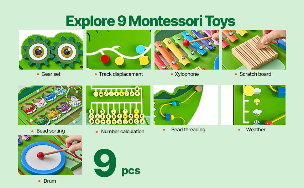 Kids Crocodile Busy Board | Montessori Learning Puzzle Toy