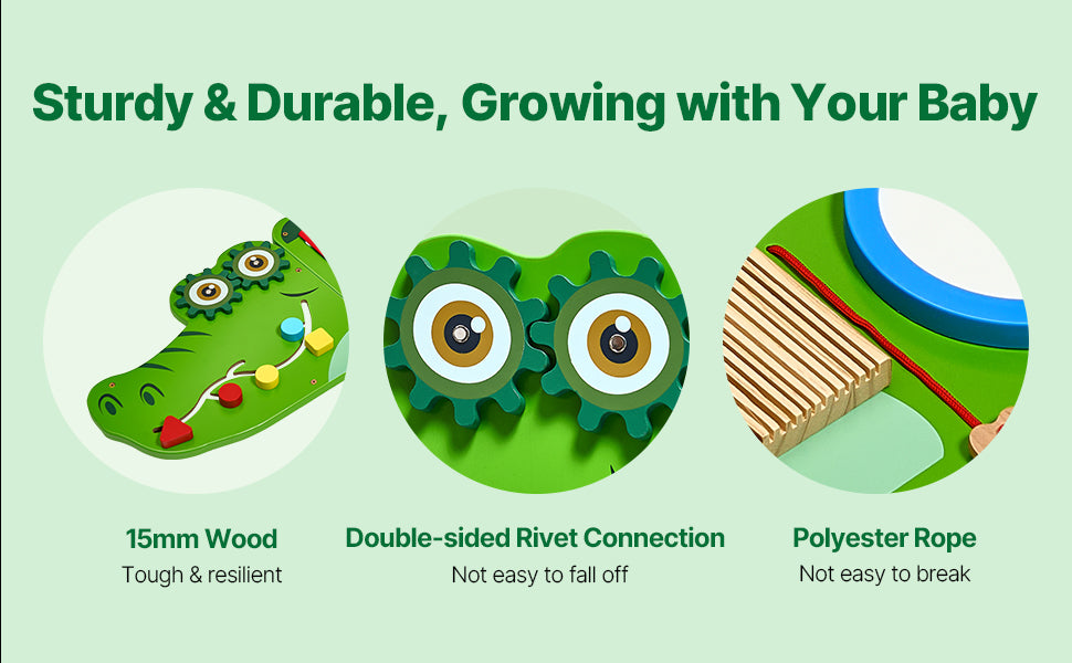 Kids Crocodile Busy Board | Montessori Learning Puzzle Toy